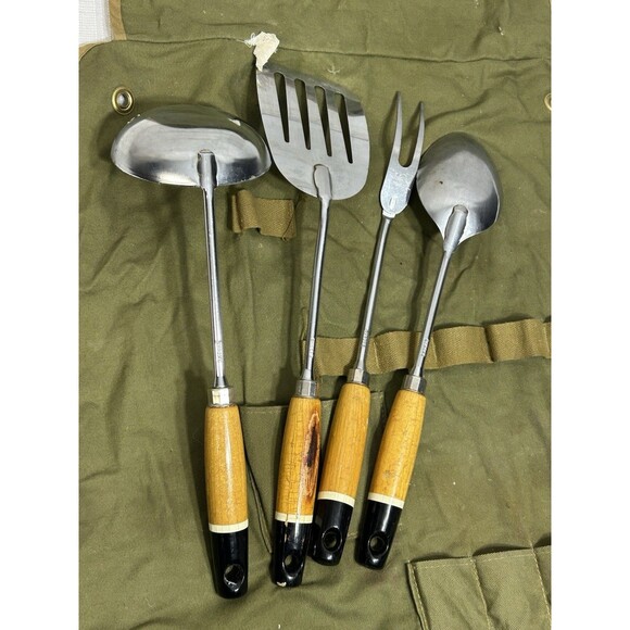 5 Vtg. EKCO BOY SCOUTS CHROME Camping Kitchen Utensils Spoon Ladle Fork Spatula - Picture 4 of 16